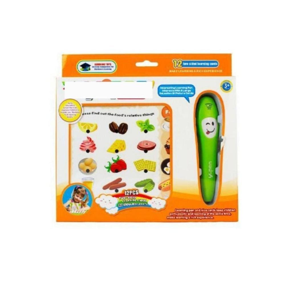  بطاقات تعليمية ذات وجهين مع قلم ذكي - 12 قطعة