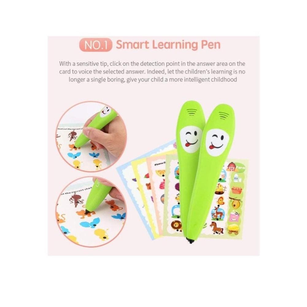  بطاقات تعليمية ذات وجهين مع قلم ذكي - 12 قطعة