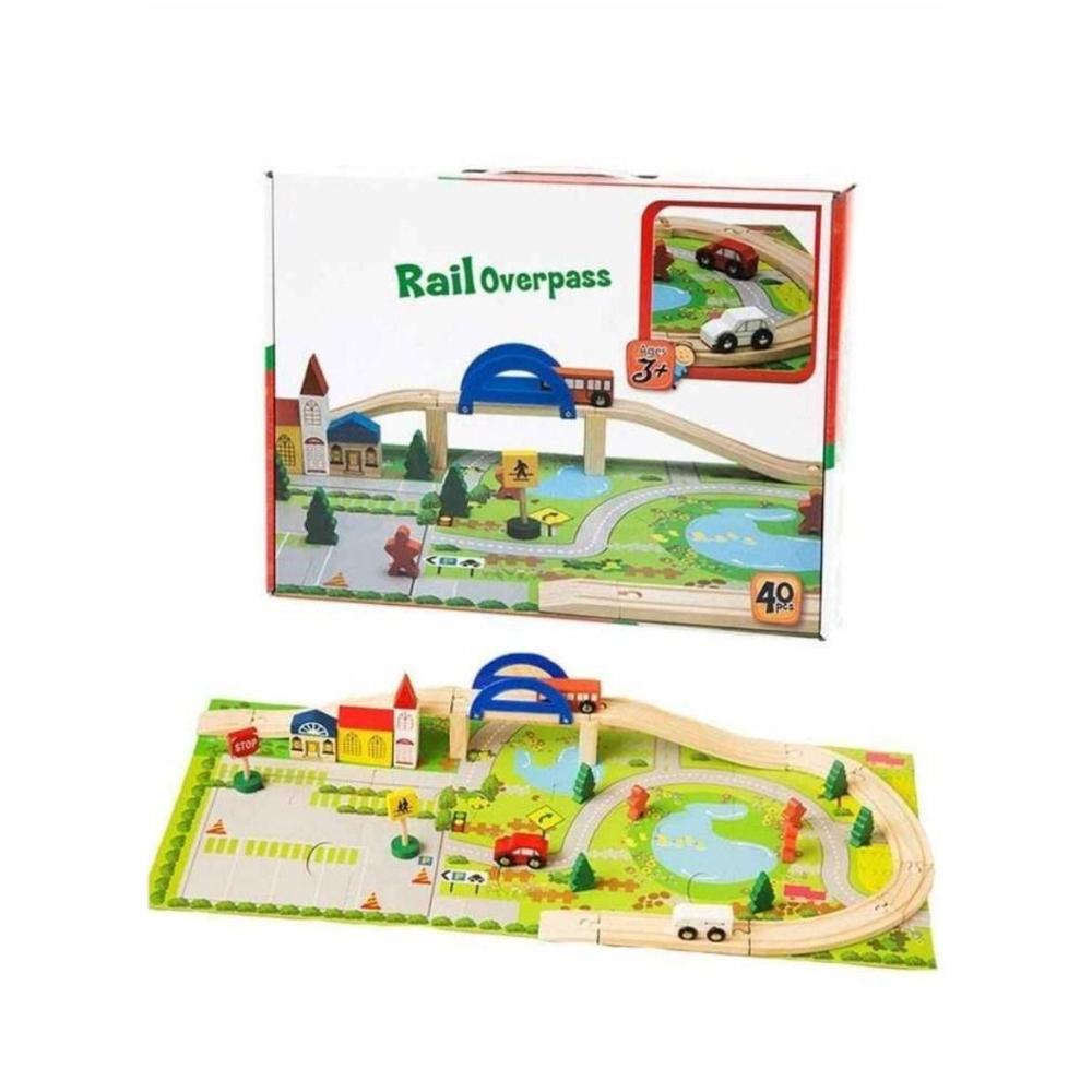  لعبة مدينة مع سكة خشبية للأطفال