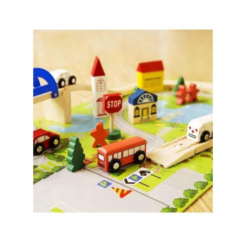  لعبة مدينة مع سكة خشبية للأطفال
