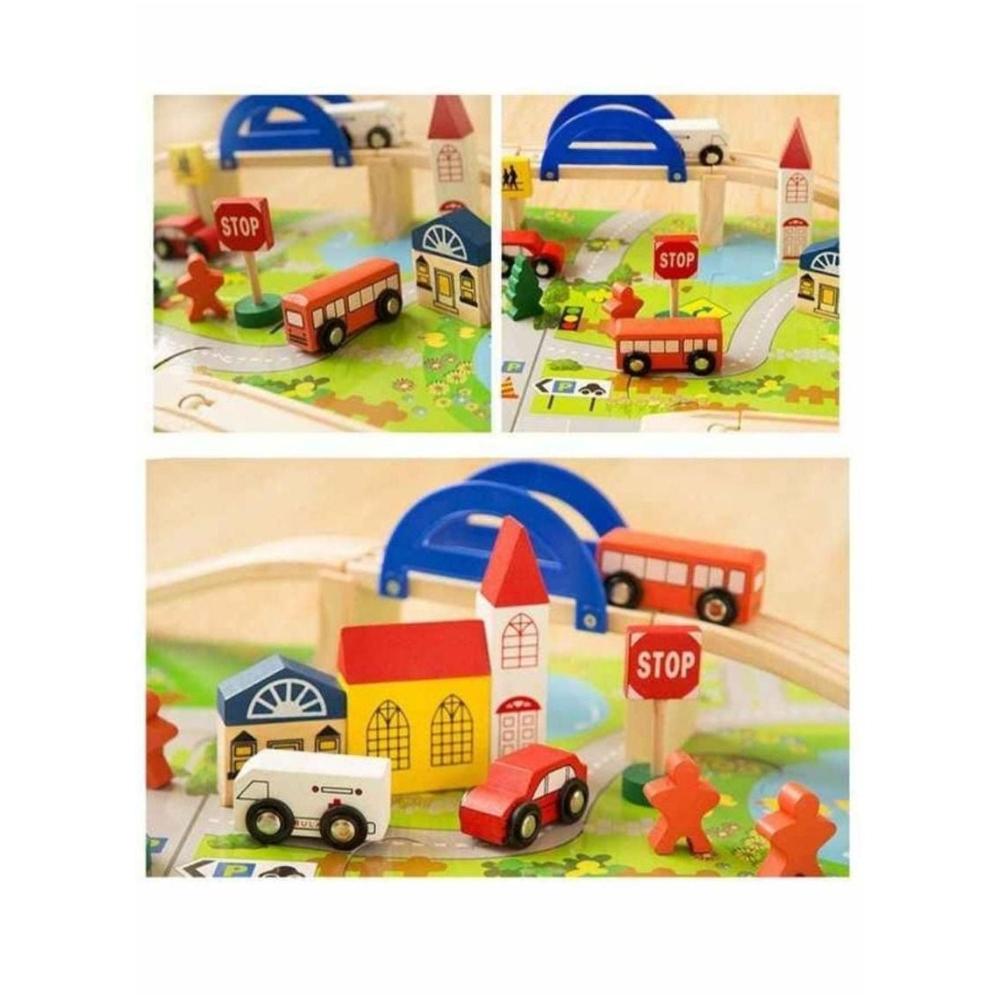  لعبة مدينة مع سكة خشبية للأطفال