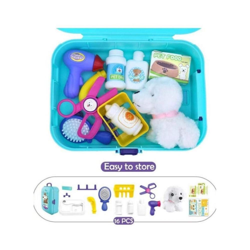 لعبة مرح مجموعة ألعاب العناية بالحيوانات الأليفة للأطفال - 16 قطعة