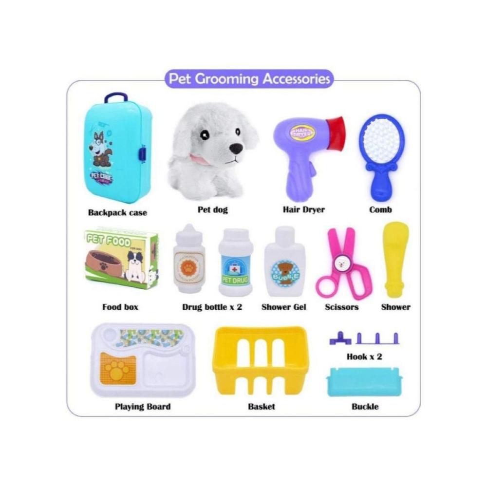 لعبة مرح مجموعة ألعاب العناية بالحيوانات الأليفة للأطفال - 16 قطعة