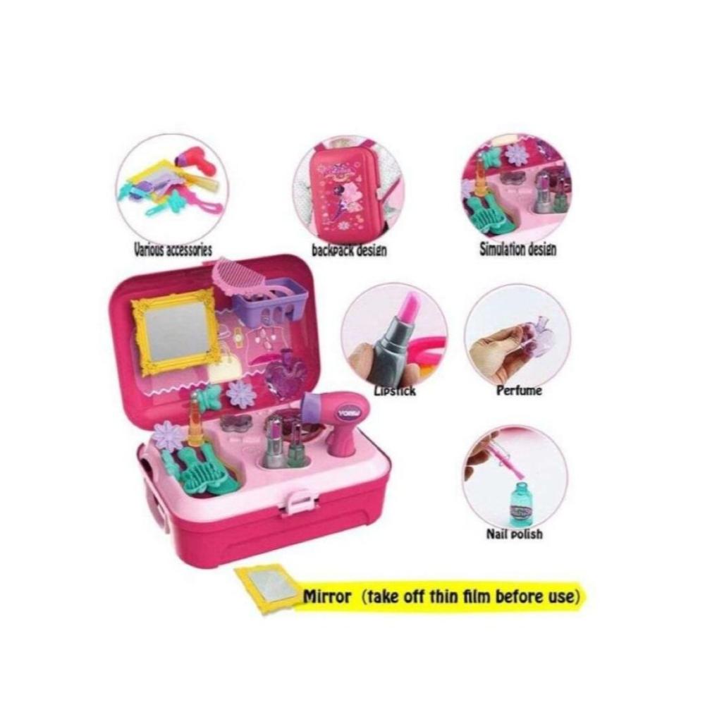 لعبة مرح مجموعة لعب مستحضرات تجميل مع حقيبة الظهر