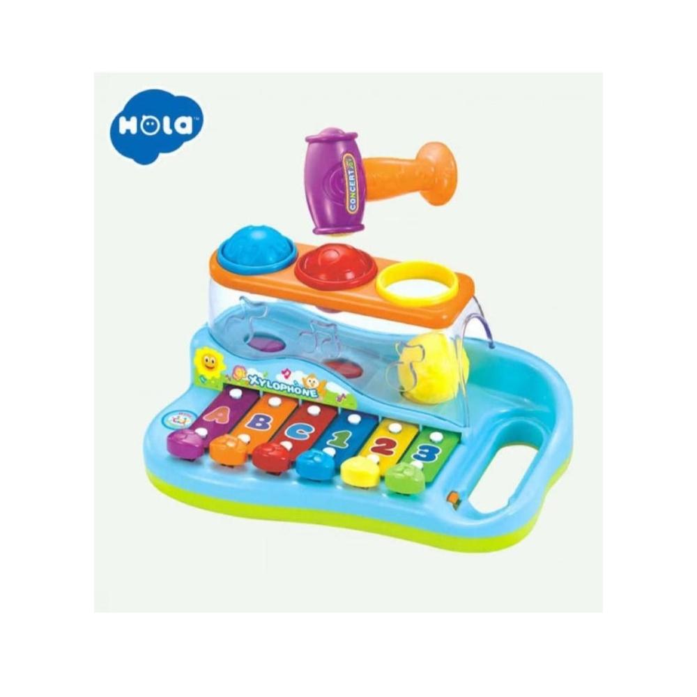 هولا لعبة بوب آند بلاي باوند موسيقية للأطفال 6 مفاتيح بيانو وكرات ملونة