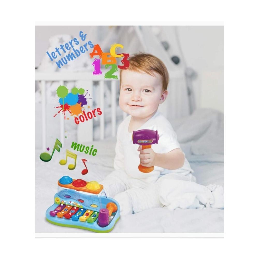 هولا لعبة بوب آند بلاي باوند موسيقية للأطفال 6 مفاتيح بيانو وكرات ملونة