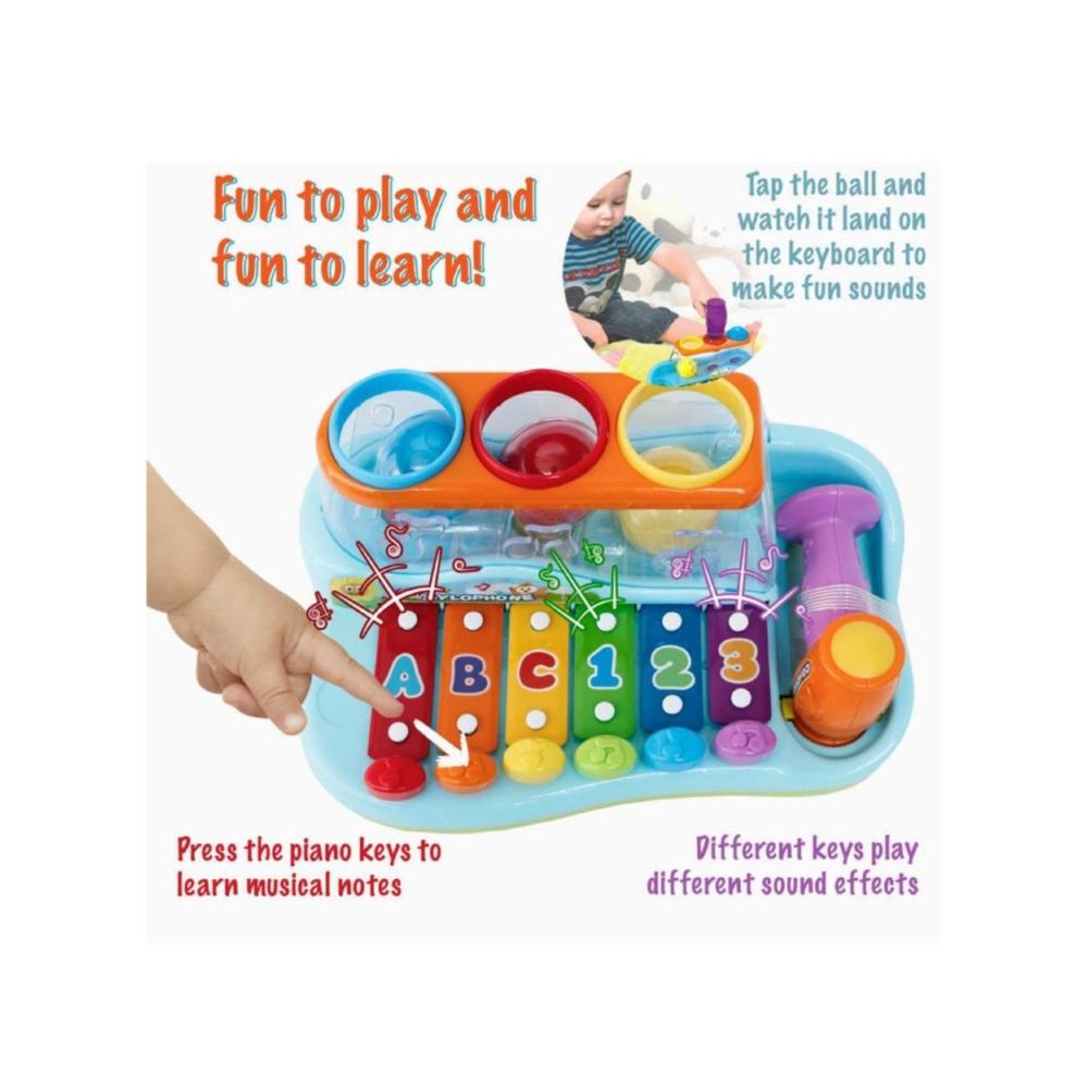 هولا لعبة بوب آند بلاي باوند موسيقية للأطفال 6 مفاتيح بيانو وكرات ملونة
