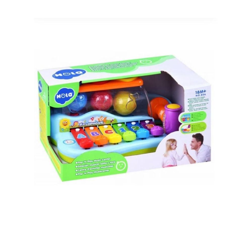 هولا لعبة بوب آند بلاي باوند موسيقية للأطفال 6 مفاتيح بيانو وكرات ملونة