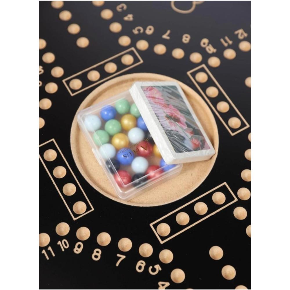  طقم لعبة جاكارو مع أوراق لعب و16 حجررخامي - أسود