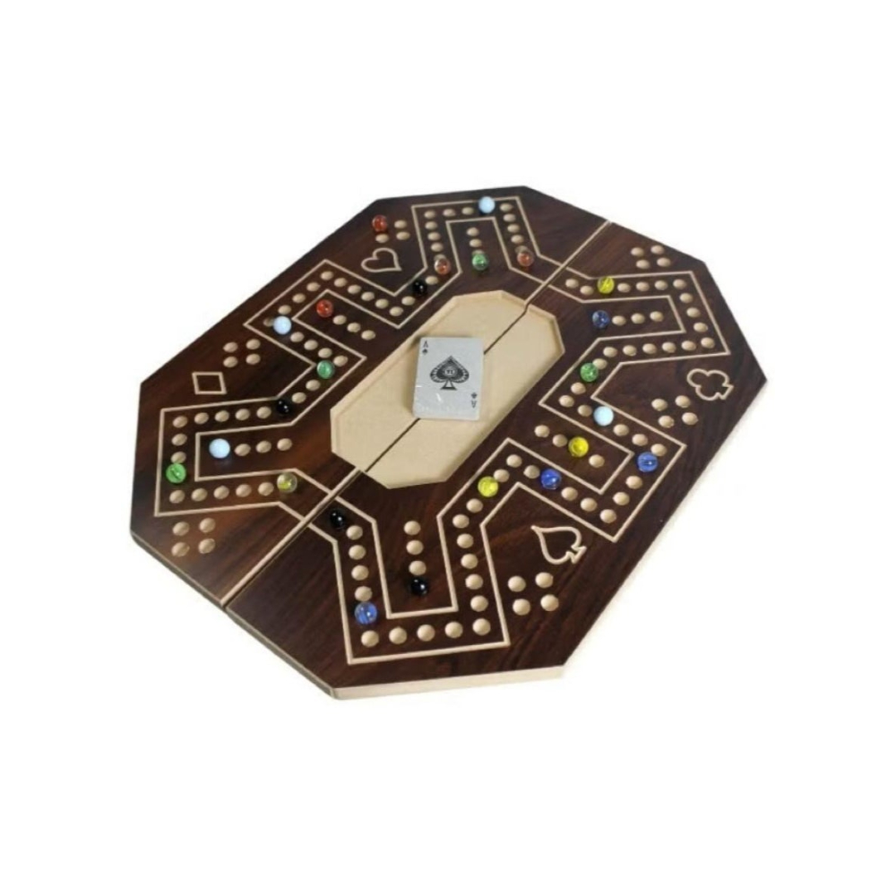  طقم جاكارو ملكي 6 لاعبين مع 24 حجر وأوراق لعب قابلة للطي