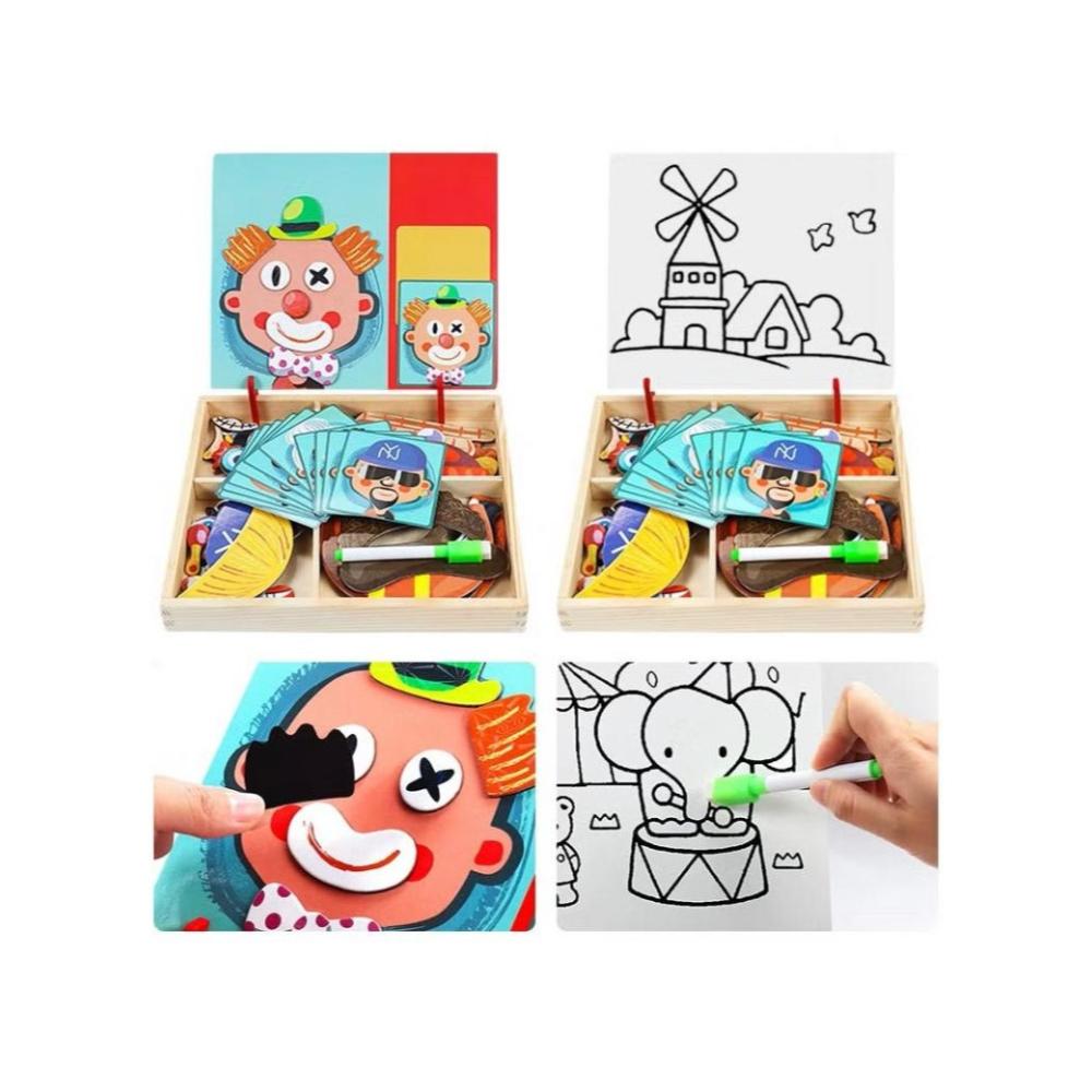لعبة مرح لعبة تركيب الوجوه الخشبية والمغناطيسية - تعليم مبكر