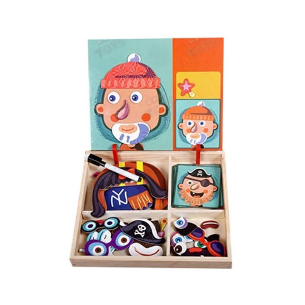 لعبة مرح لعبة تركيب الوجوه الخشبية والمغناطيسية - تعليم مبكر