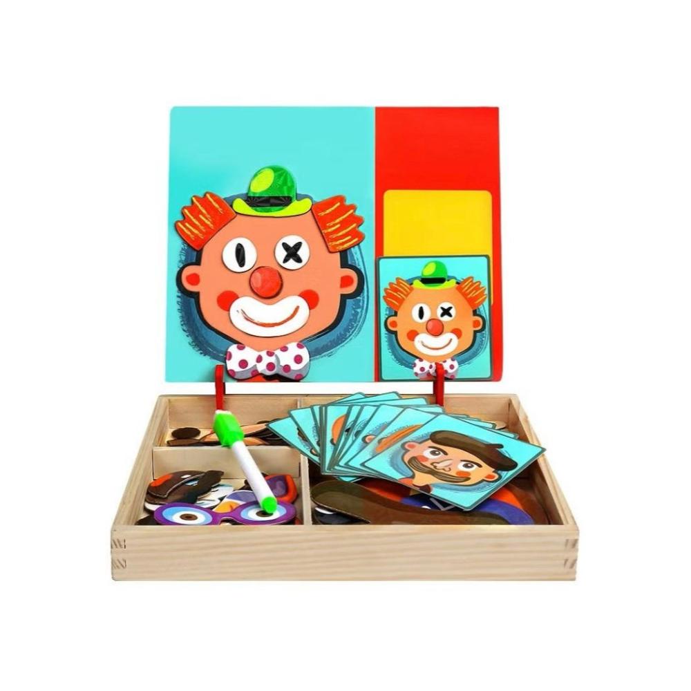 لعبة مرح لعبة تركيب الوجوه الخشبية والمغناطيسية - تعليم مبكر