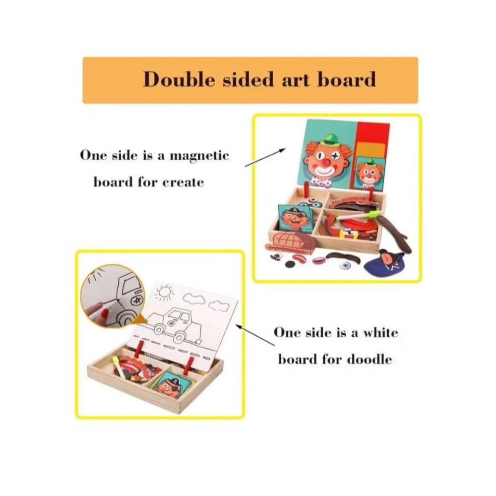 لعبة مرح لعبة تركيب الوجوه الخشبية والمغناطيسية - تعليم مبكر