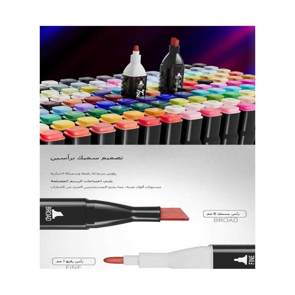 لعبة مرح شنطة مجموعة أقلام ماركر جرافيك تحديد ذات طرف مزدوج - 80 قطعة