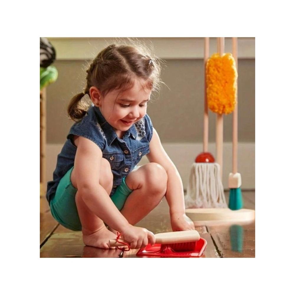 لعبة مرح مجموعة تنظيف خشبية للأطفال قابلة للإزالة