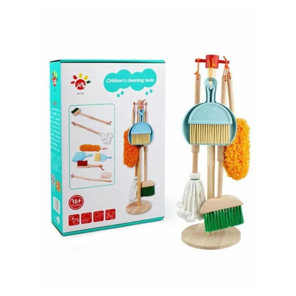 لعبة مرح مجموعة لعبة تنظيف خشبية للأطفال قابلة للإزالة