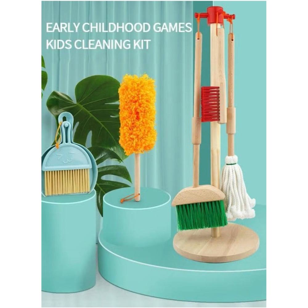 لعبة مرح مجموعة لعبة تنظيف خشبية للأطفال قابلة للإزالة
