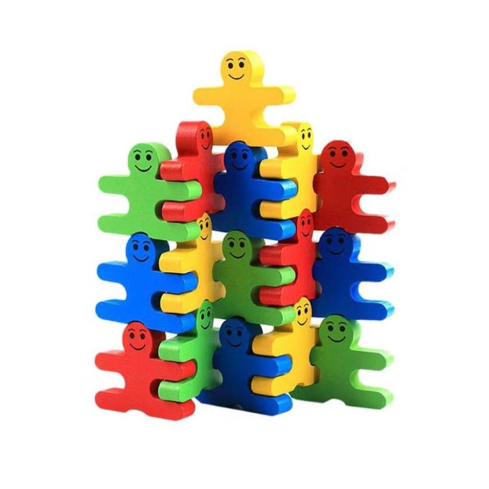 لعبة مرح لعبة مكعبات توازن خشبية مبتكرة - 16 قطعة