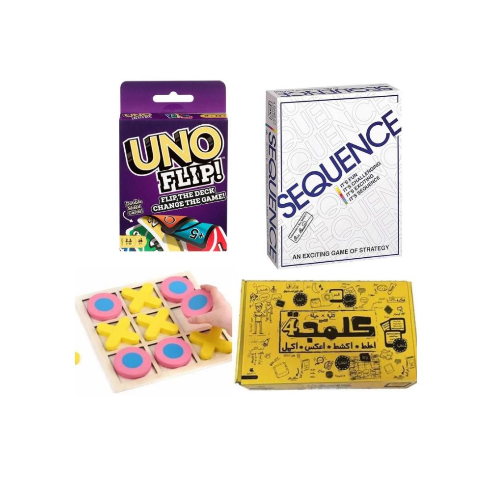 لعبة مرح مجموعة ألعاب جماعية 4 العاب سكونزو اونومع اكس اوأظافة الى وجود كلمجة - موديل K5606