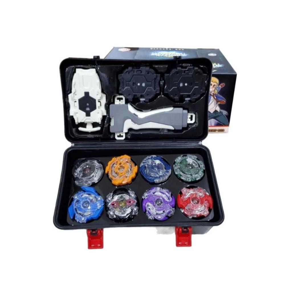 لعبة مرح لعبة بي بليد مع صندوق تخزين و 4 قاذف وبلابل دوارة - 8 قطع