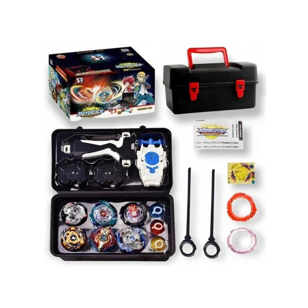 لعبة مرح لعبة بي بليد قتالية مع صندوق تخزين و 4 قاذف - 8 قطع 