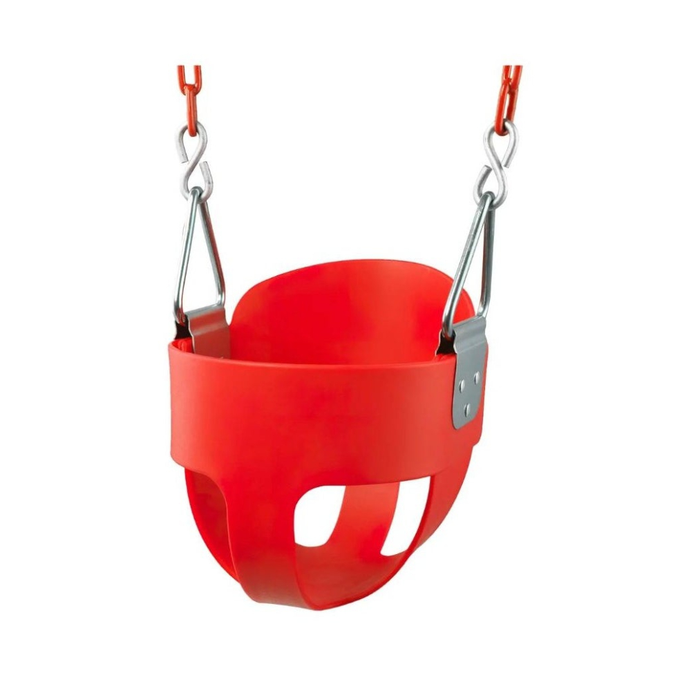 لعبة مرح لعبة مرح مقعد أرجوحة أطفال عالي الظهر بلاستيك قوي - أحمر