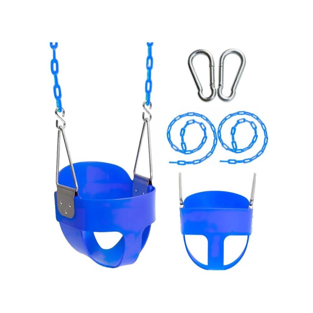 لعبة مرح مقعد أرجوحة للأطفال شديد التحمل وعالي الظهر مع سلاسل مطلية بالبلاستيك