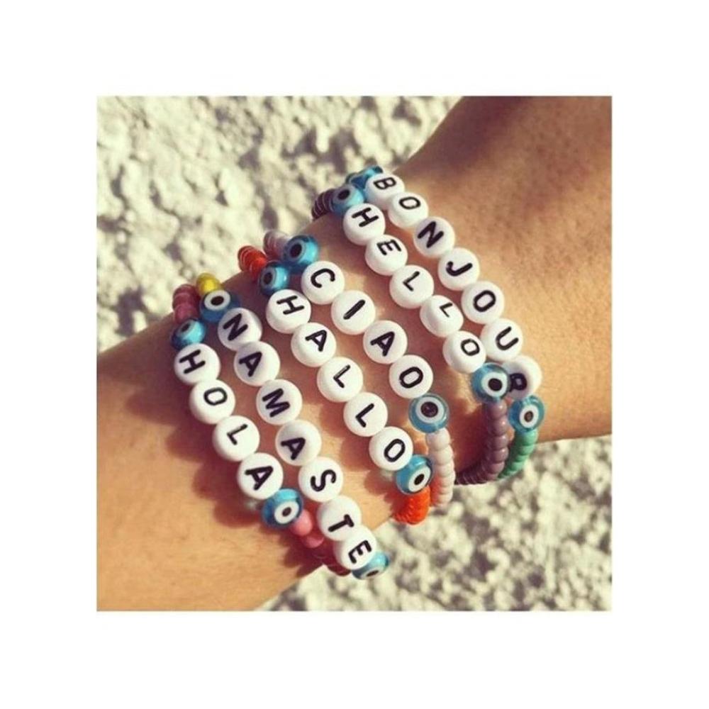 لعبة مرح مجموعة خرز أساور يد مع حروف A-Z وحبال 10000 قطعة - 7.8x5.2x0.9 بوصة