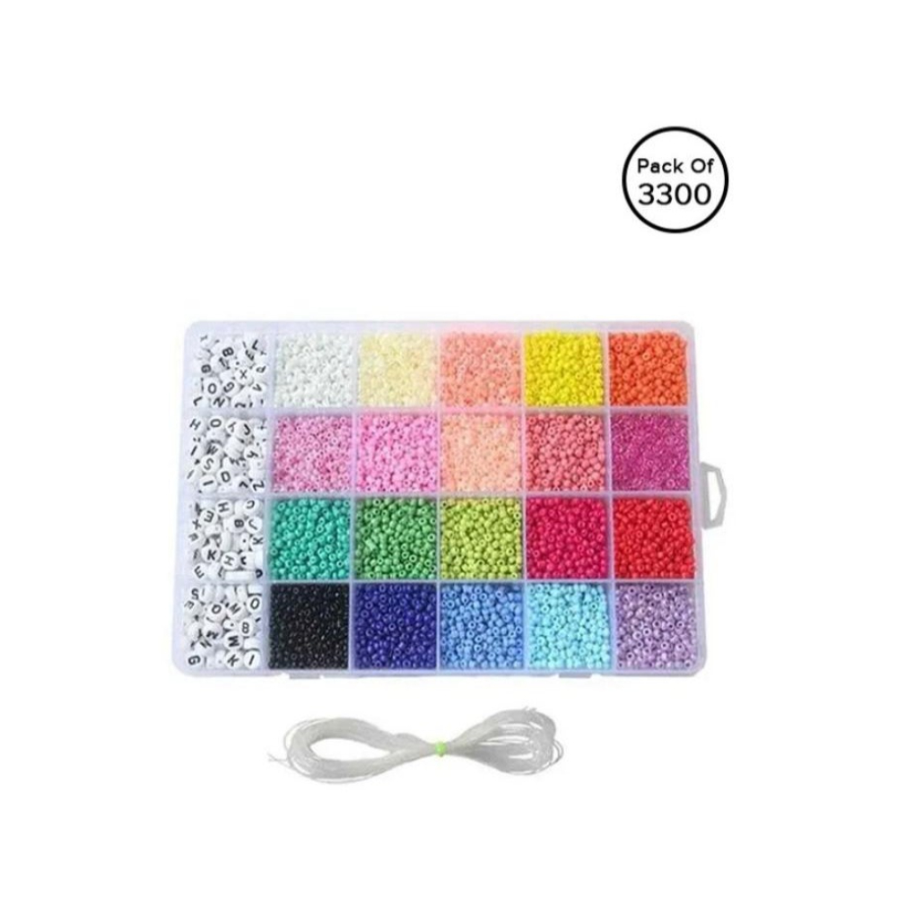 لعبة مرح مجموعة خرزات صغيرة ملونة مع خرز الأحرف الأبجدية وحبل