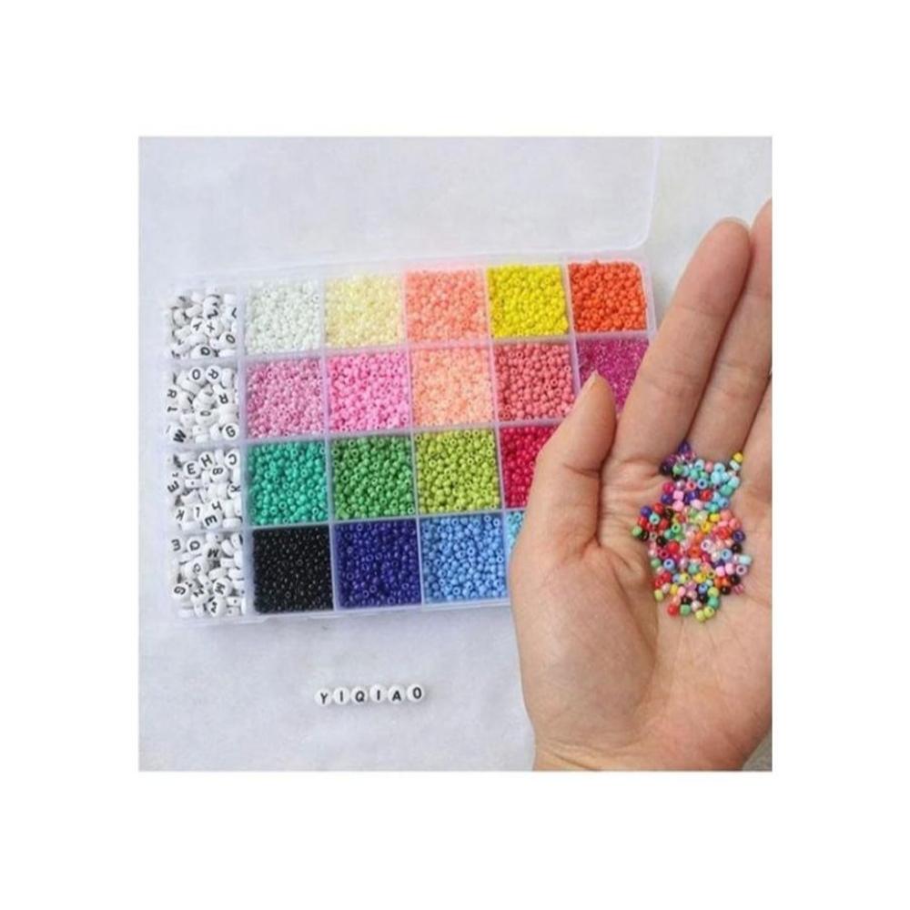 لعبة مرح مجموعة خرزات صغيرة ملونة مع خرز الأحرف الأبجدية وحبل
