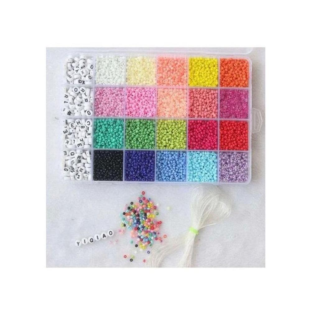 لعبة مرح مجموعة خرزات صغيرة ملونة مع خرز الأحرف الأبجدية وحبل