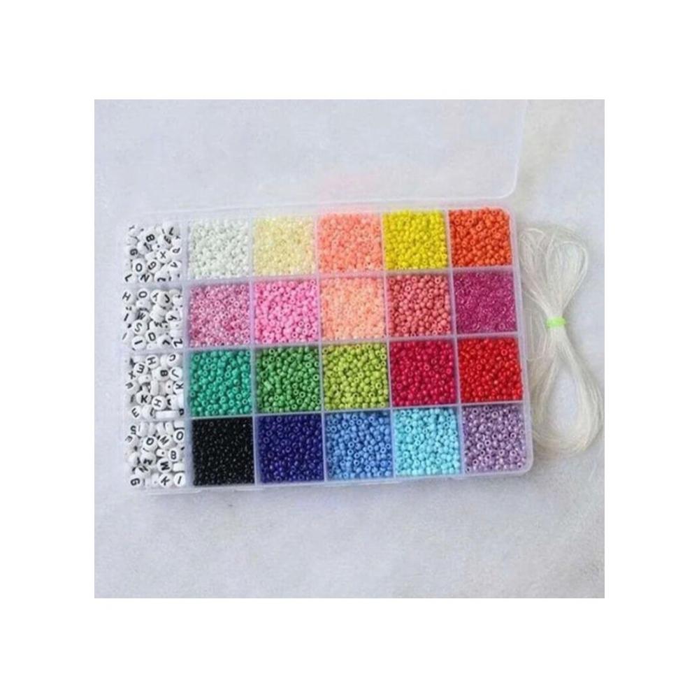 لعبة مرح مجموعة خرزات صغيرة ملونة مع خرز الأحرف الأبجدية وحبل