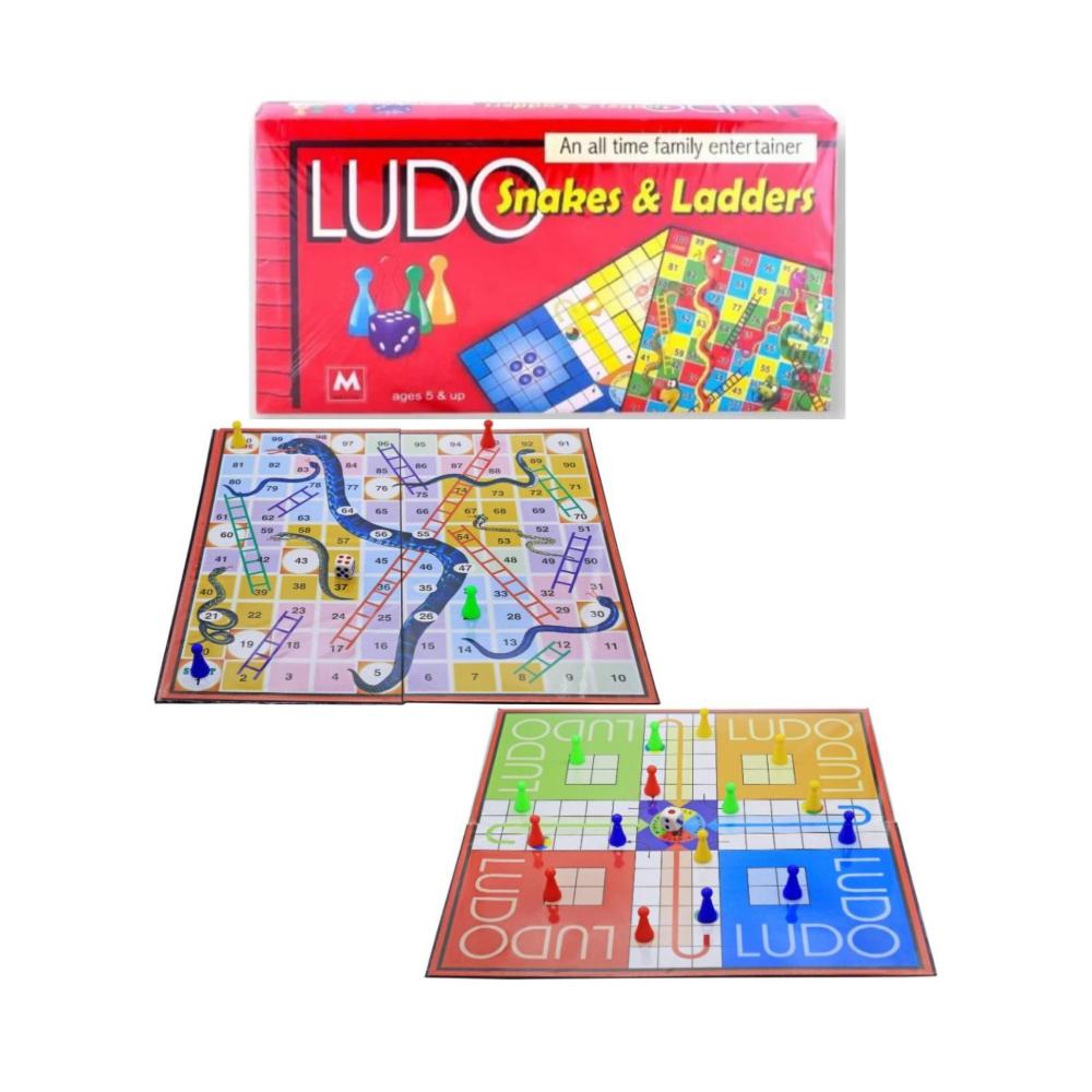  لعبة لوحية 2 في 1 لودو + السلم والثعبان قابلة للطي