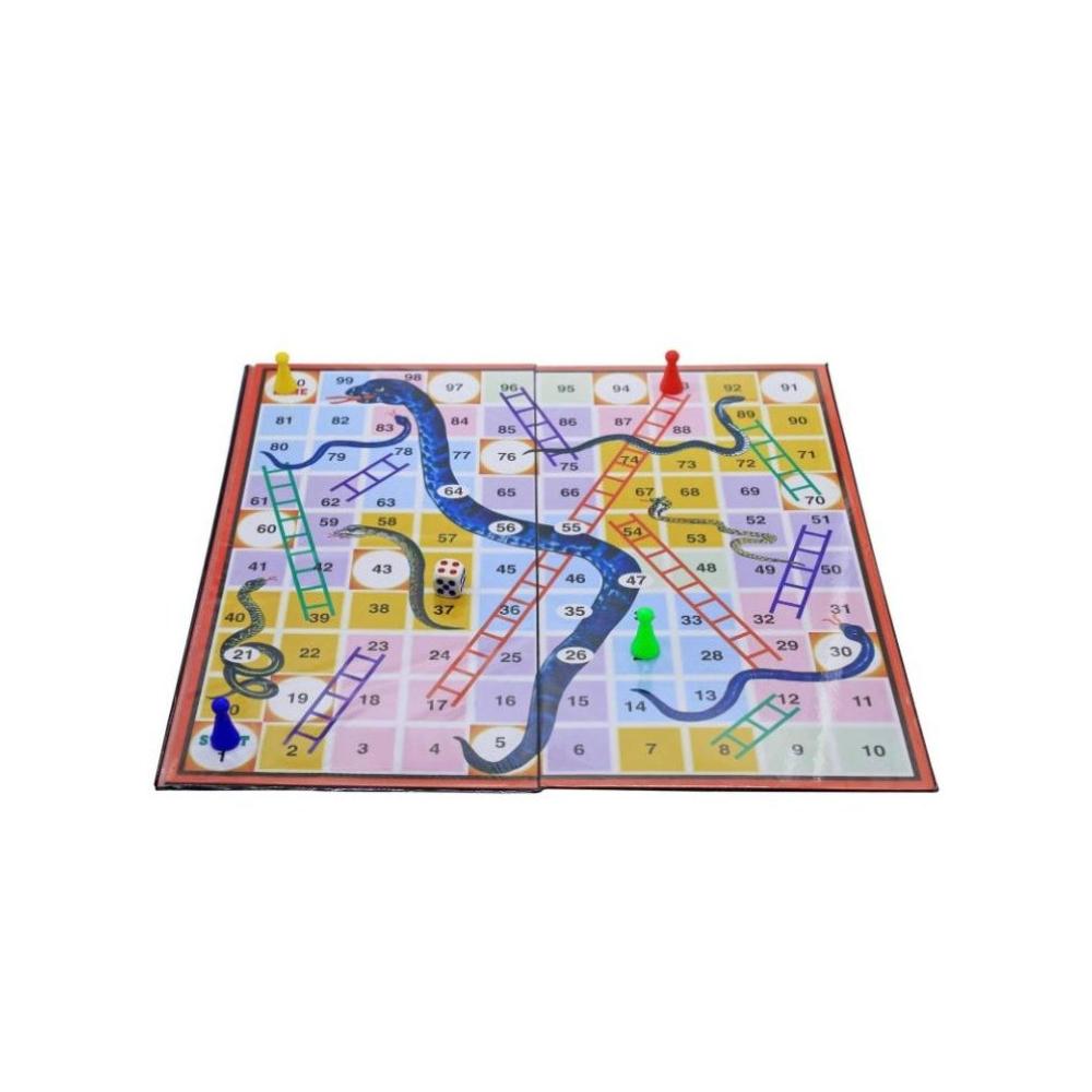  لعبة لوحية 2 في 1 لودو + السلم والثعبان قابلة للطي