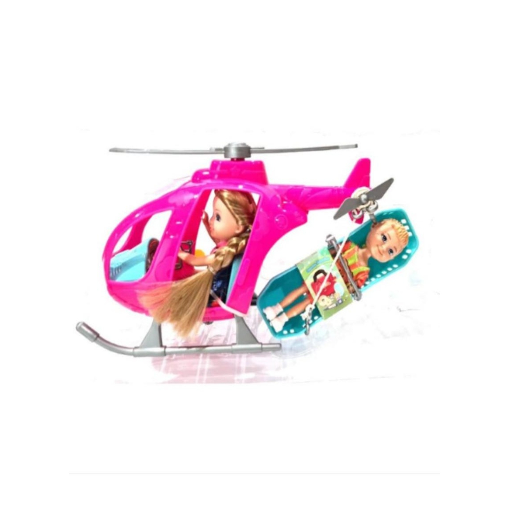 لعبة مرح لعبة مرح لعبة طائرة هليكوبتر وردية مع دمى