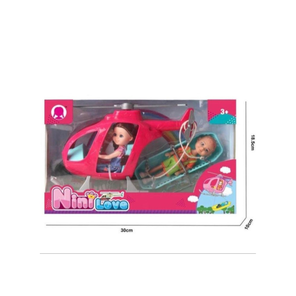 لعبة مرح لعبة مرح لعبة طائرة هليكوبتر وردية مع دمى