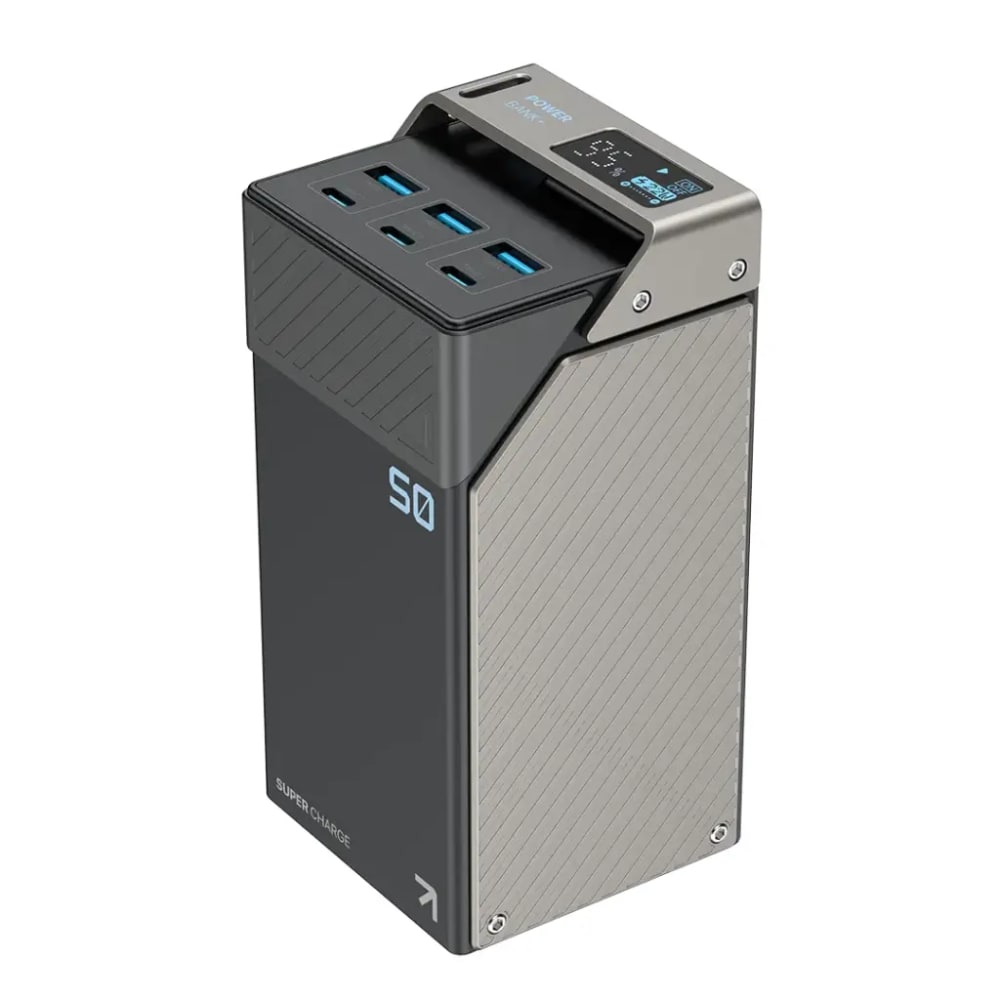 باورولوجي باور بانك 50000 مللي أمبير/ساعة 65 واط 3 منافذ PD Type-C و3 منافذ USB-A - أسود