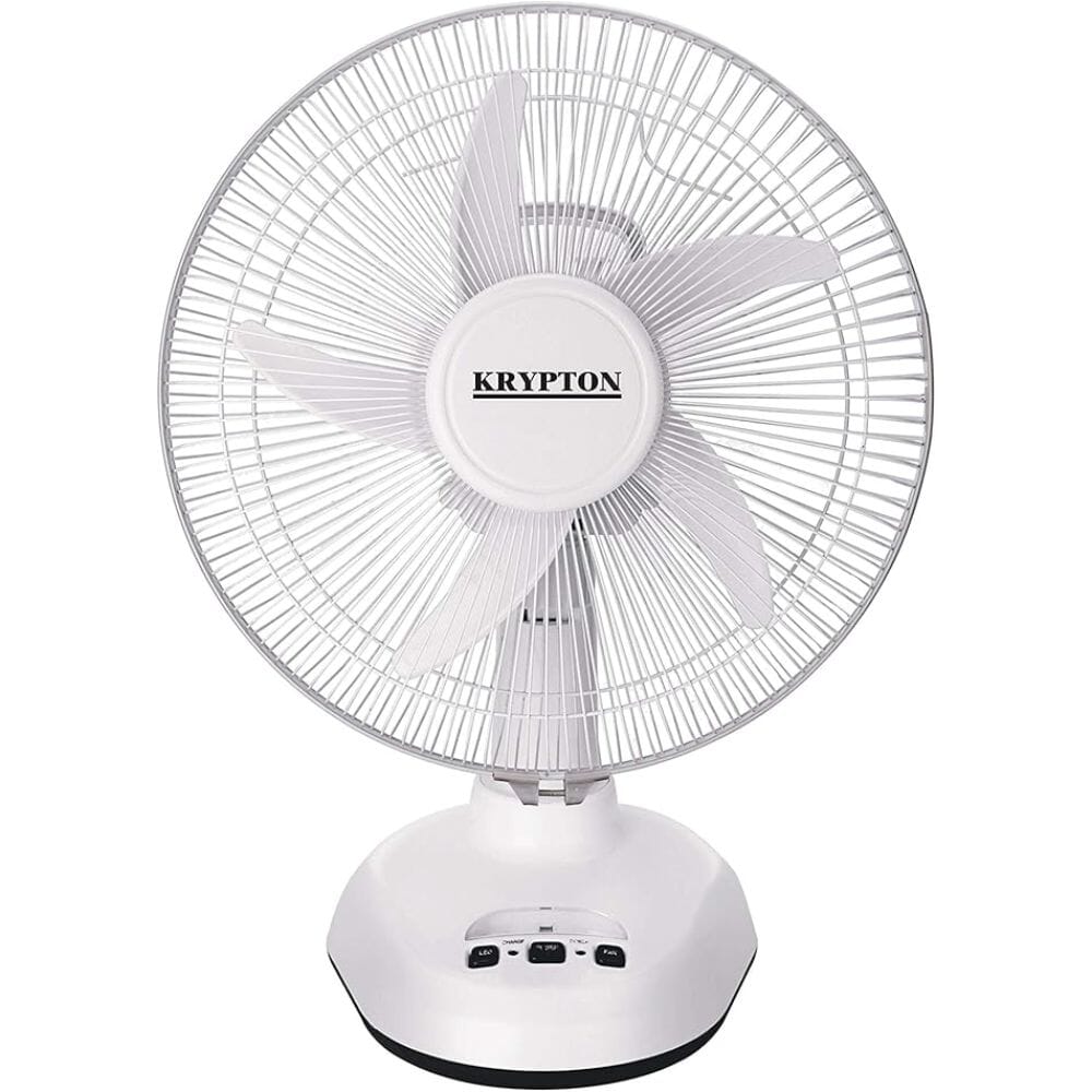 كريبتون مروحة قابلة لاعادة الشحن مع فانوس LED، بينك، عدد المنافذ: 3، ابيض - KNF6065