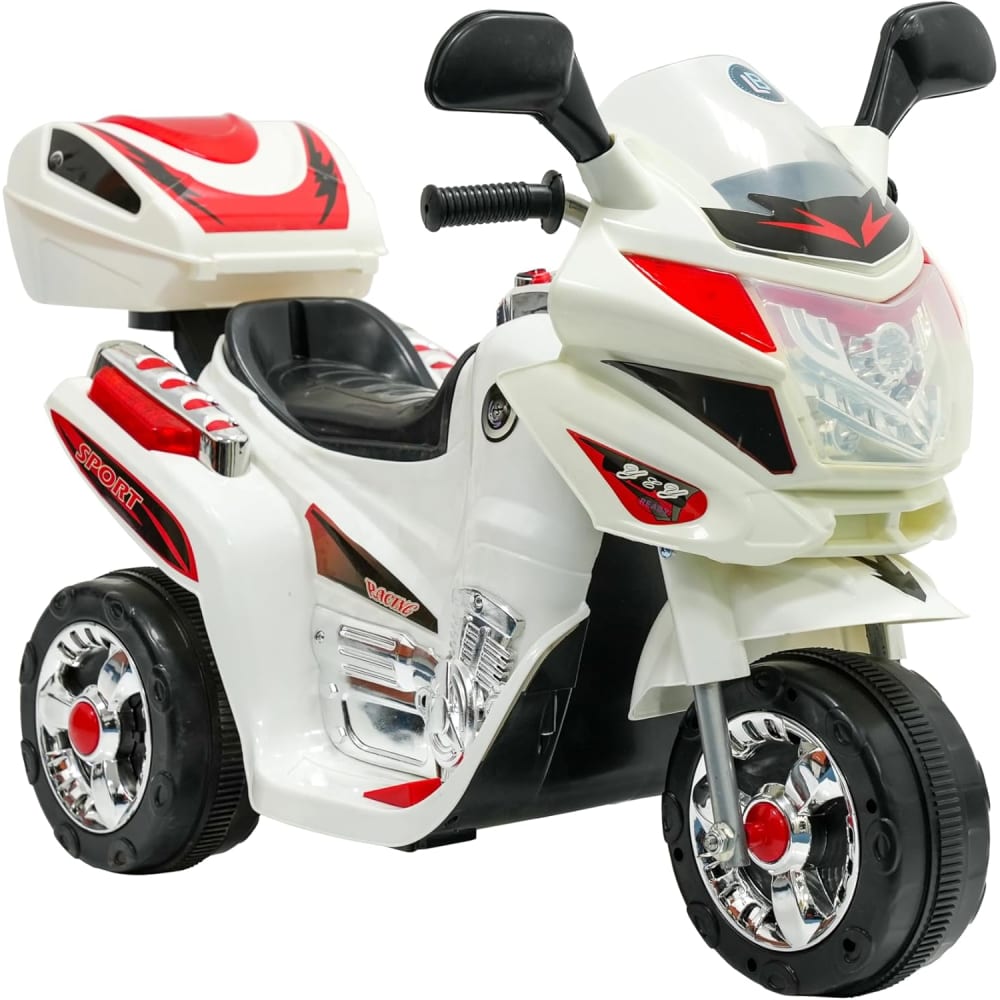 لوفلي بيبي دراجة نارية كهربائية للأطفال بجهد 6 فولت وقدرة 4.5 أمبير - أبيض