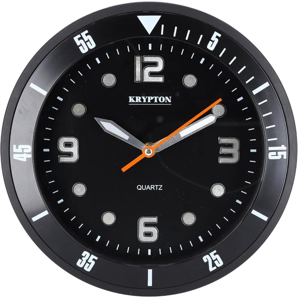 ساعة حائط دائرية من كريبتون، أسود KNWC6120