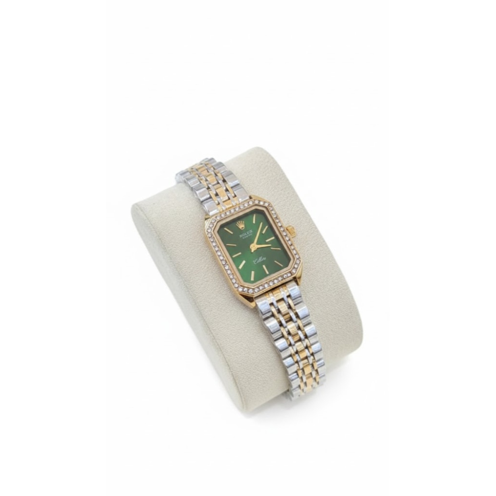 ساعة رولكس نسائي كوبي اخضر فضي