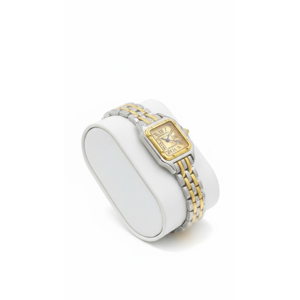 ساعة كارتير نسائي كوبي ذهبي وبإطار و سلس فضي