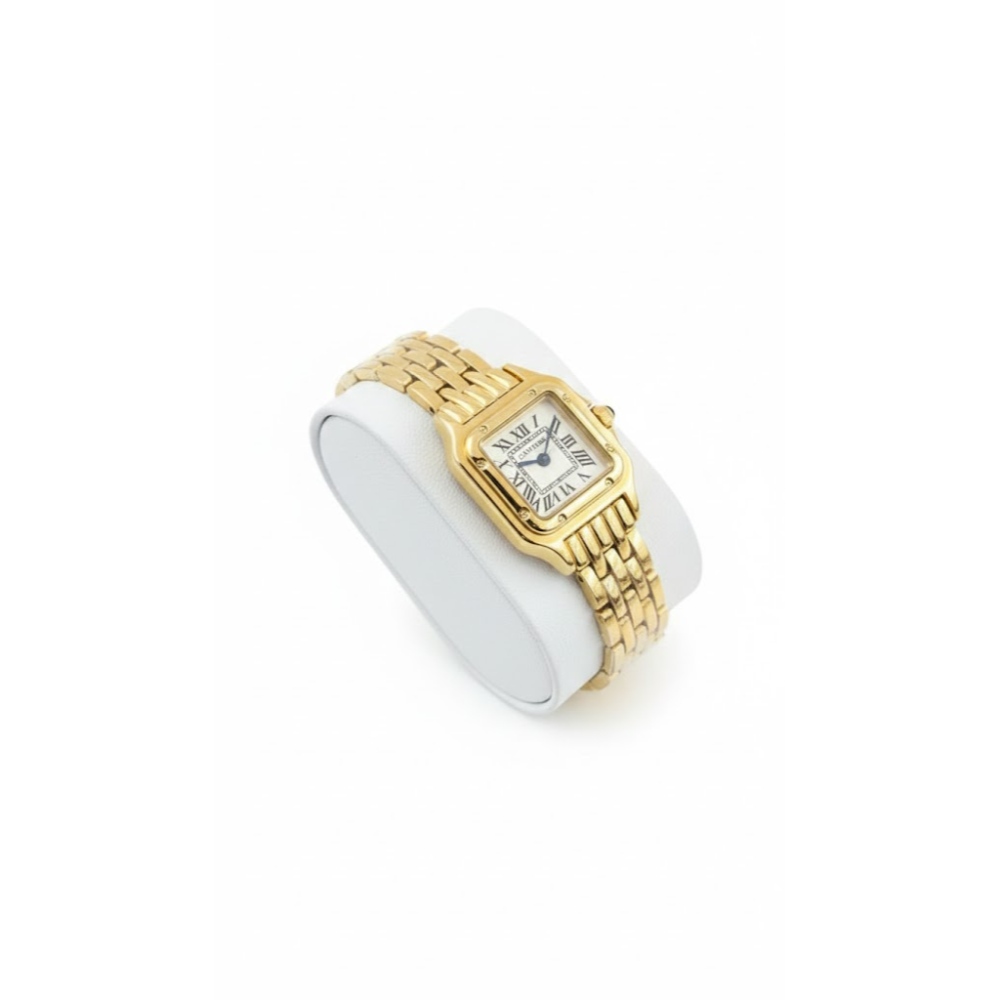 ساعة كارتير نسائي كوبي ابيض اطار ذهبي سلس ذهبي غير مرصع بالشكل الألماسي