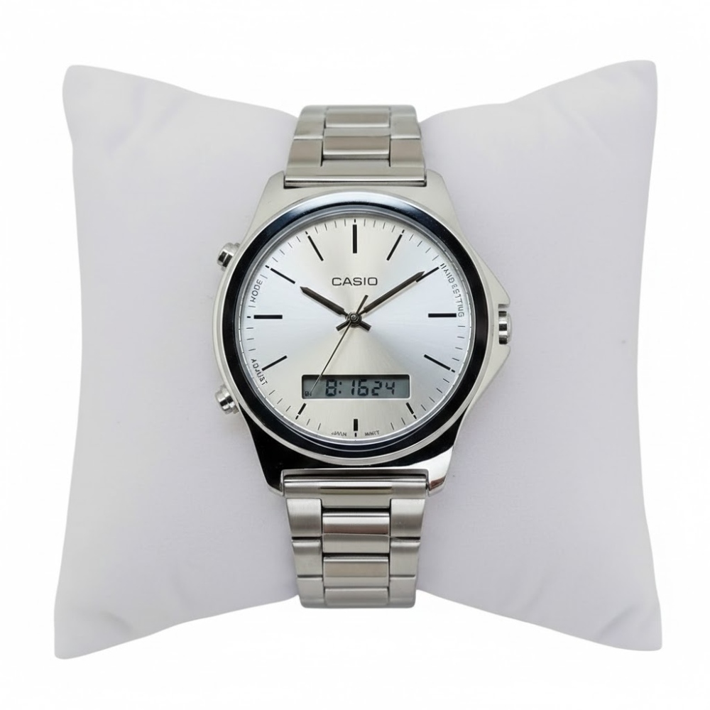 ساعة كاسيو رجالي كوبي بإطار و سلس فضي
