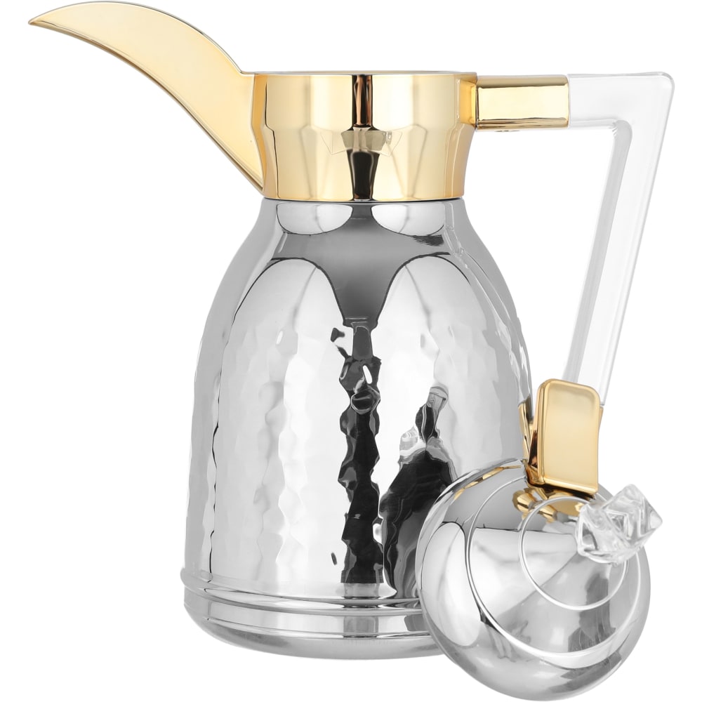 دلة نواف استيل السيف غاليري، 0.35 لتر، يد شفاف - فضي ذهبي