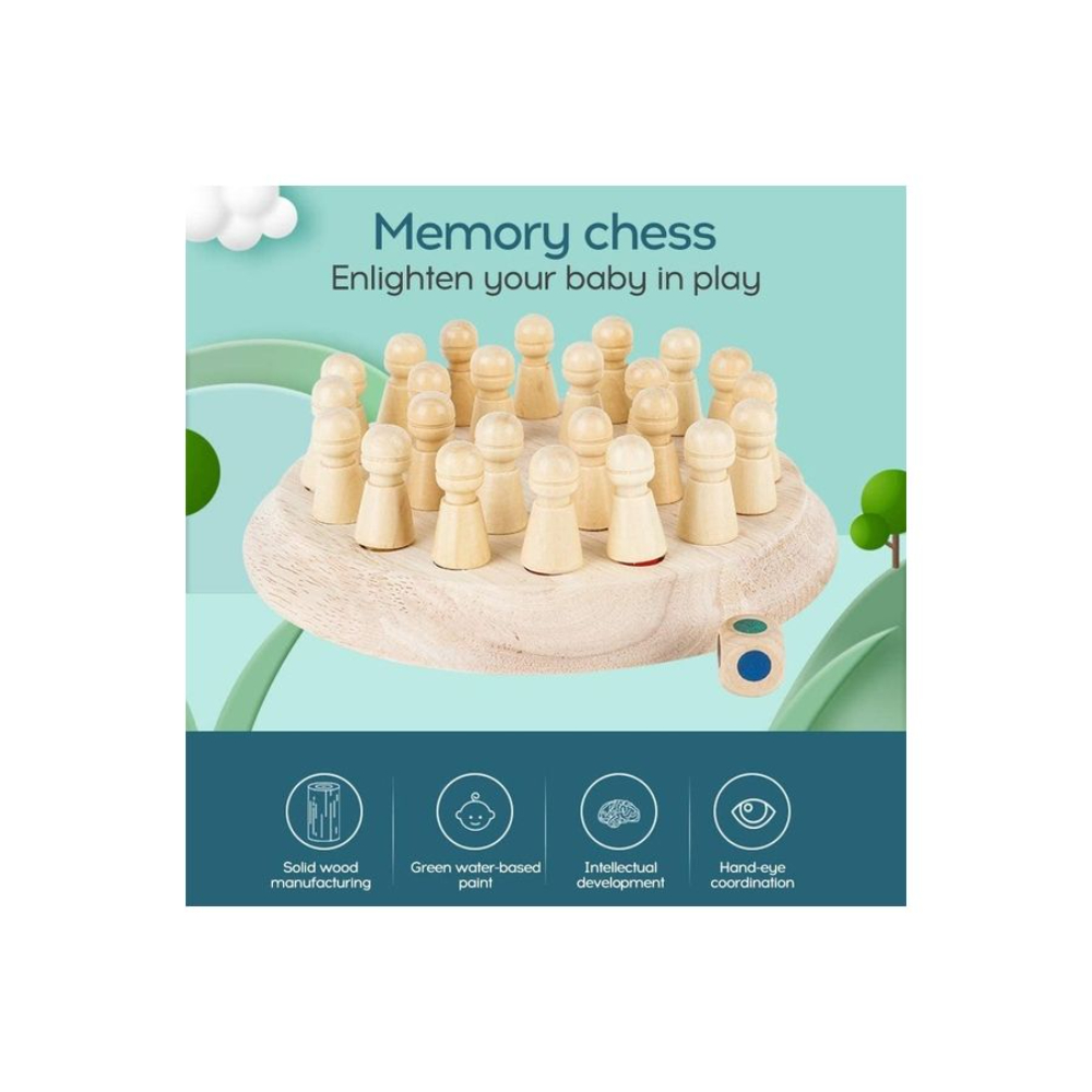  شطرنج خشبي بعصا ذاكرة - 18 × 6 سم