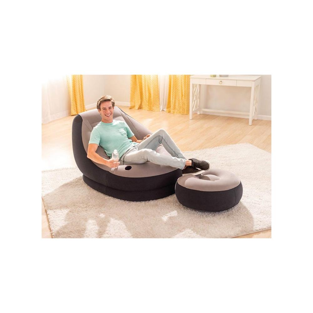 انتكس كرسي استرخاء قابل للنفخ مع مسند قدم - موديل 68564