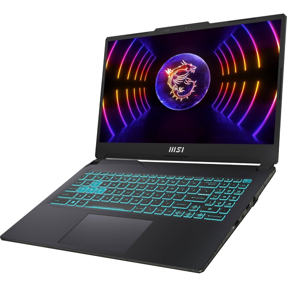 كمبيوتر محمول طراز MSI Cyborg 15. المعالج: Intel Core i5-13H ذاكرة الوصول العشوائي (RAM): 16 جيجابايت التخزين: 512 جيجابايت SSD بطاقة الرسومات: NVIDIA GeForce RTX 2050 سعة 6 جيجابايت الشاشة: 16 بوصة Full HD