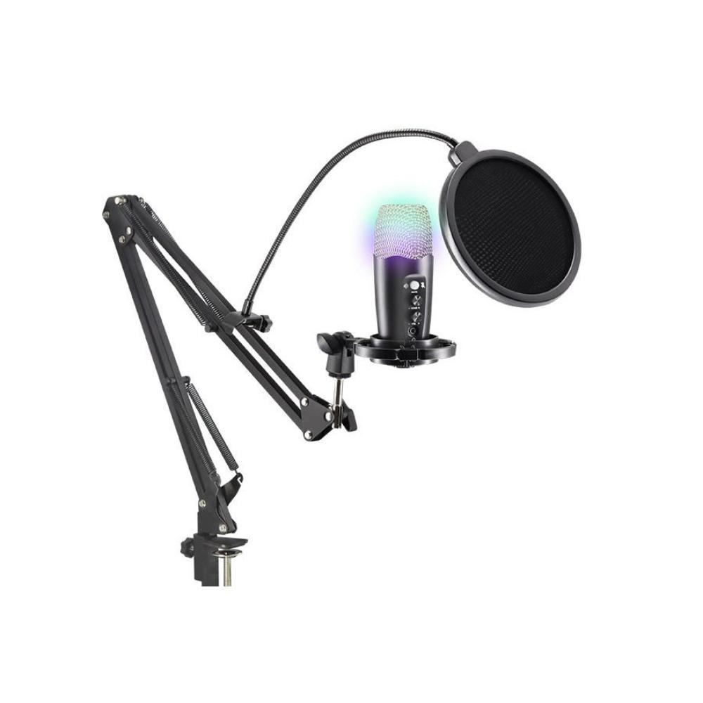 ميكروفون USB مكثف للكمبيوتر مع ضوء RGB